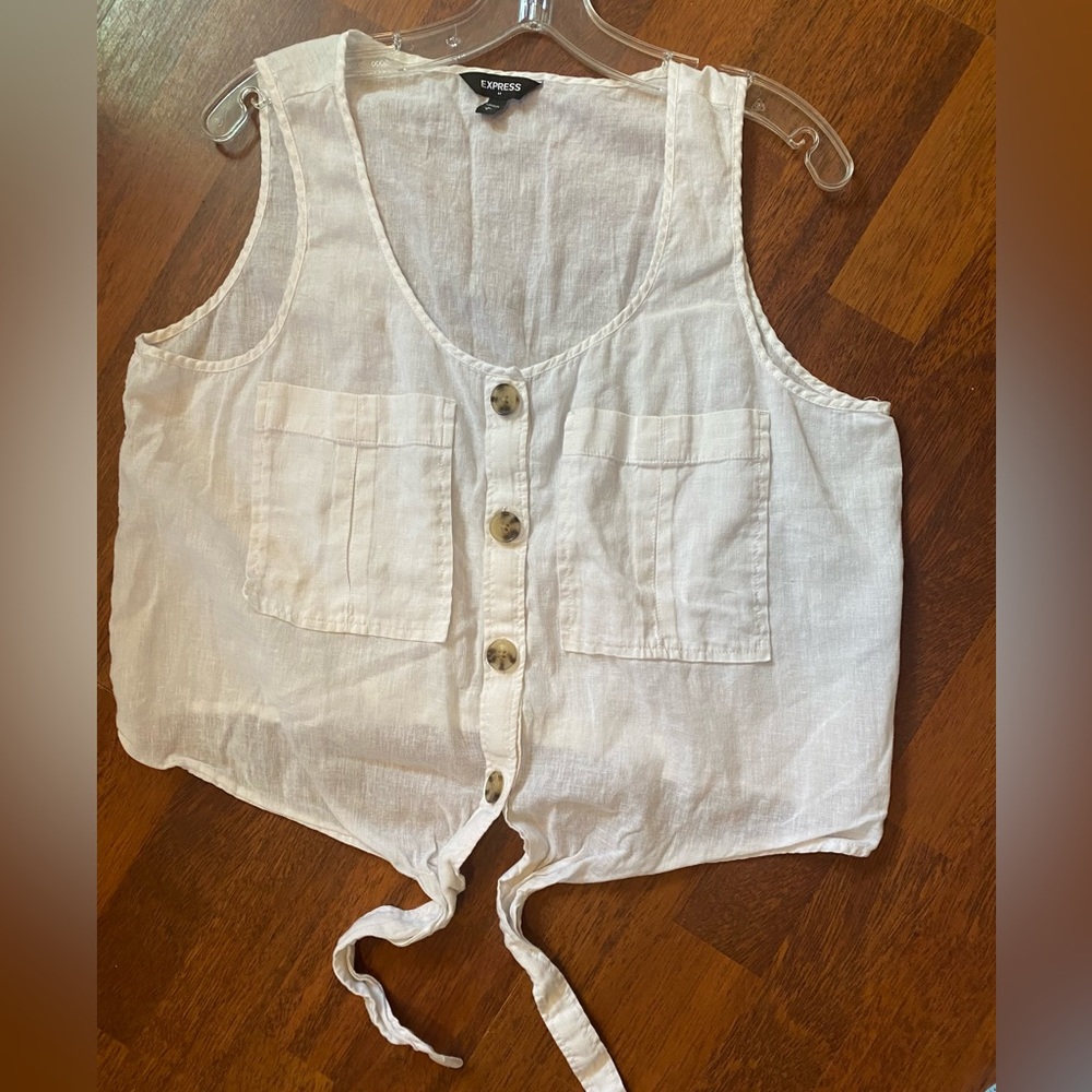 Express Ladies size L front tie cotton crop top blouse
